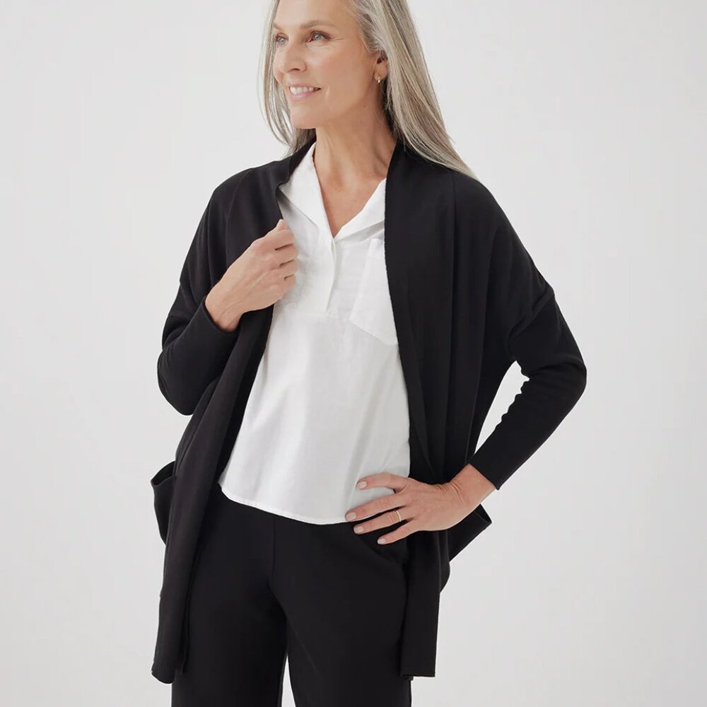 Pact Black Open-Front Women's Cardigan